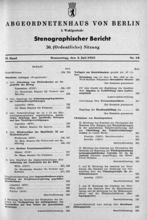 Nr. 18 (50), 3. Juli 1952