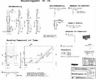 Kornwestheim Pbf: Dienstgebäude Bergmeister STA,Bewehrungsplan,Treppe,Wände,Details