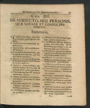 Cap. III. De Subiecto, Seu Personis, Quae Locare Et Conducere Possunt.