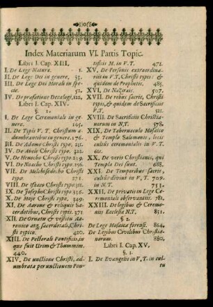 Index Materiarum VI. Partis Topic.