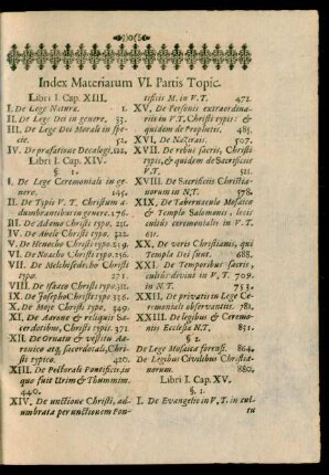 Index Materiarum VI. Partis Topic.