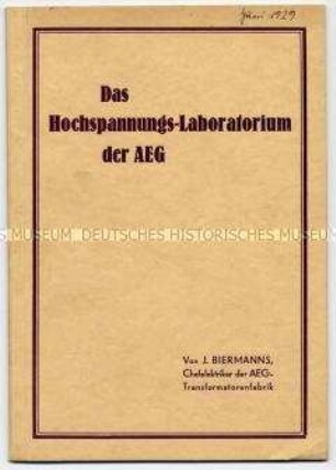 Das Hochspannungs-Laboratorium der AEG
