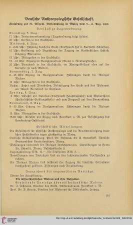 Deutsche Anthropologische Gesellschaft: Einladung