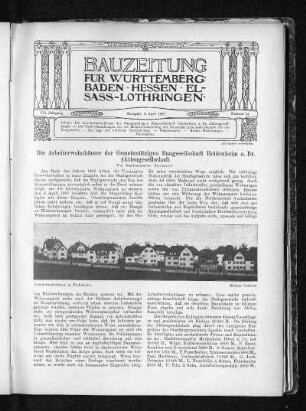 Die Arbeiterwohnhäuser der gemeinnützigen Baugesellschaft Heidenheim a. Br. Aktiengesellschaft