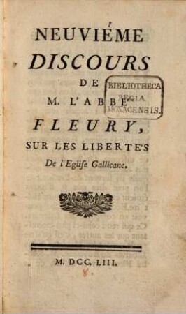Neuvième Discours sur les libertés de l'Eglise gallicane