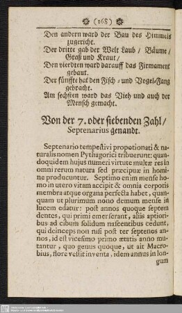Von der 7. oder siebenden Zahl, Septenarius genandt