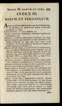 Index III. Rerum Et Personarum