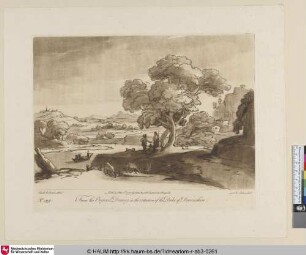 [Landschaft mit Fluss, Hirten und Ziegen.]