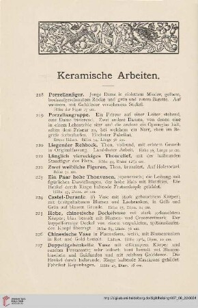 Keramische Arbeiten (Nr. 218-291)