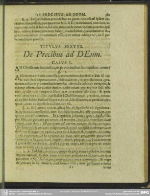 Titulus Sextus. De Precibus ad DEum