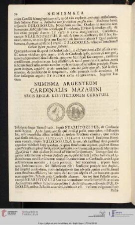 Numisma Argenteum Cardinalis Mazarini [...]