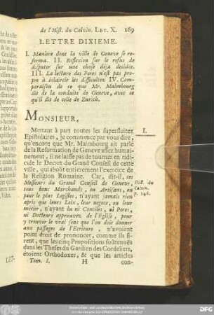 Lettre Dixieme.