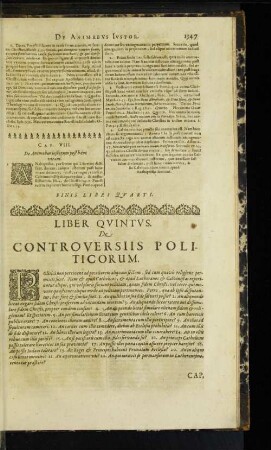 Liber Quintus. De Controversiis Politicorum.