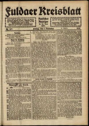 Ausgabe vom Freitag, den 07. November 1919.