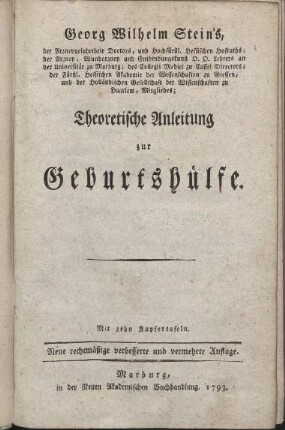 Theoretische Anleitung zur Geburtshülfe