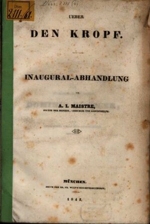 Über den Kropf : Inaugural-Abhandlung