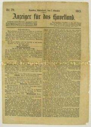 Anzeiger für das Havelland, Nr. 79 (1865)