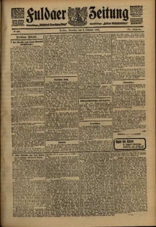 Dritte Ausgabe vom Samstag, den 02. Oktober 1909.