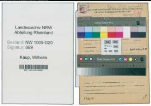 Entnazifizierung Wilhelm Kaup , geb. 31.03.1875 (Schreiner)