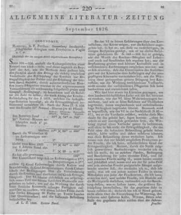 Voght, C.: Sammlung landwirthschaftlicher Schriften. T. 1. Hamburg: Perthes 1825 (Beschluss der im vorigen Stück abgebrochenen Rezension)