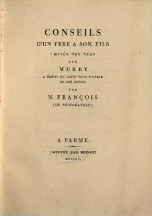 Conseils d'un Père à son fils