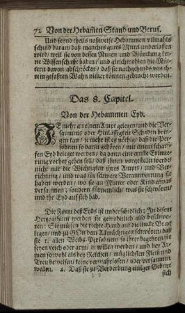 Das 8. Capitel. Von den Hebammen Eyd.
