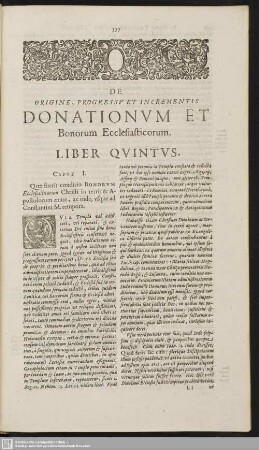 De Origine, Progressu Et Incrementis Donationum Et Bonorum Ecclesiasticorum. Liber Quintus