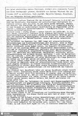 Eindrücke vom Seminar "Konkret für den Frieden III"