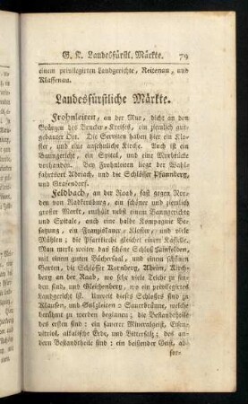79-84, Landesfuerstliche Maerkte; Municipal-Maerkte