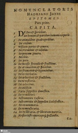 Nomenclatoris Hadriani Iunii Epitomes Pars prior