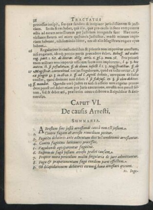 Caput VI. De causis Arresti