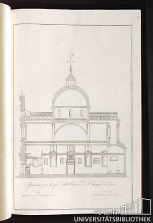 Spaccato per lungo della Chiesa di S. Giorgio dei Greci