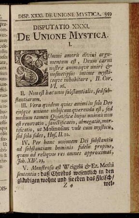 Disputatio XXXI. De Unione Mystica