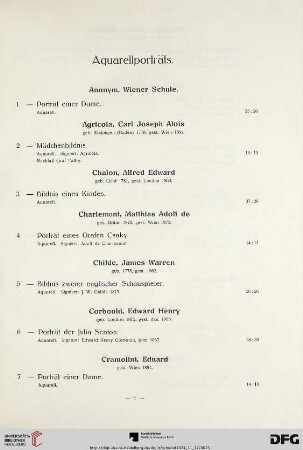 Aquarellporträts (Nr. 1-34)