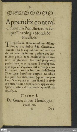 Appendix contradictionum Ponticiciarum super Theologia Morali & Practica