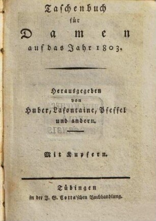 Taschenbuch für Damen : auf das Jahr ... 1803