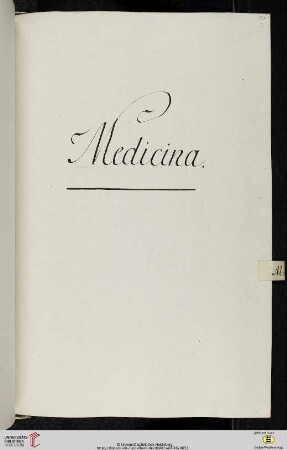 Einleitung zum fünfzehnten Titulus (der Classis II Philosophica): Medicina