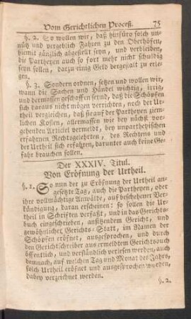 Der XXXIV. Titul. Von Eröfnung der Urtheil