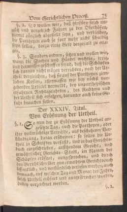 Der XXXIV. Titul. Von Eröfnung der Urtheil