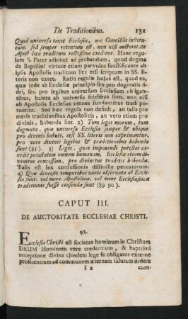 Caput III. De Auctoritate Ecclesiae Christi