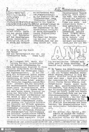 Antrag : Absage an Praxis und Prinzip der Abgrenzung