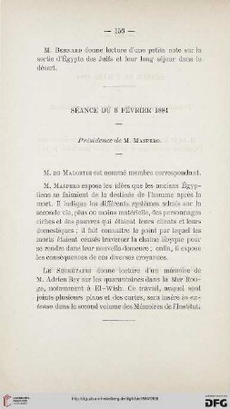 Séance du 8 Février 1884