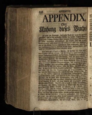 Appendix, oder Anhang dieses Buches