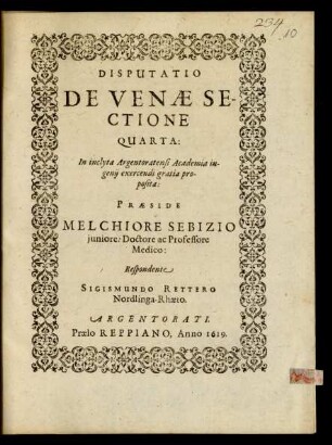 4: Disputatio De Venae Sectione ...