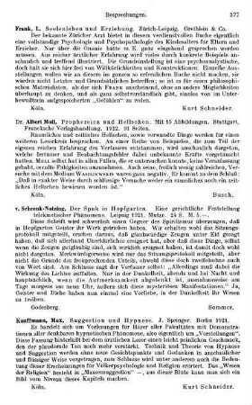 377, Albert Moll. Prophezeien und Hellsehen. 1922