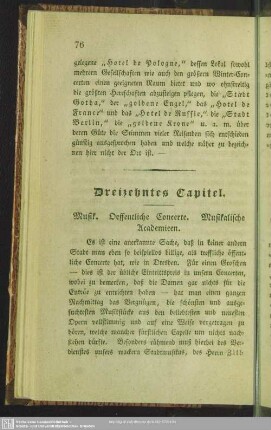 Dreizehntes Capitel. Musik. Oeffentliche Concerte. Musikalische Academieen