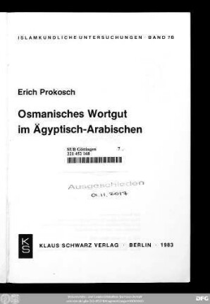 Osmanisches Wortgut im Ägyptisch-Arabischen
