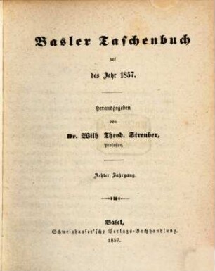 Basler Taschenbuch. 8. 1857