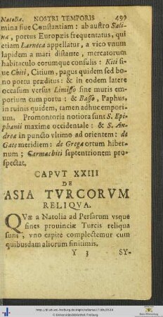 Caput XXIII De Asia Turcorum Reliqua