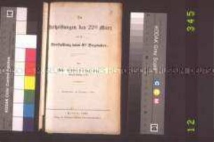 Flugschrift: Die Verheißungen des 22. März und die Verfassung vom 5. Dezember; Berlin, 1849.